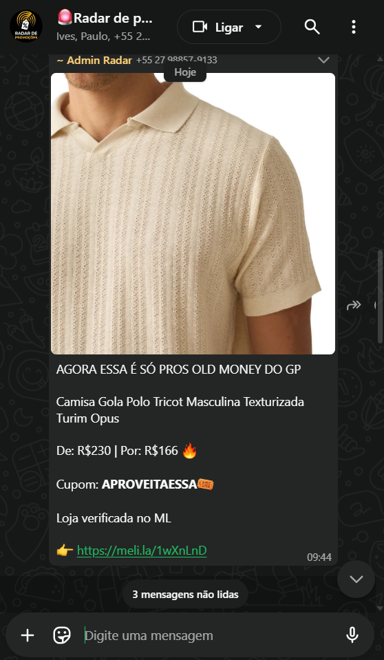 Exemplo de oferta de moda